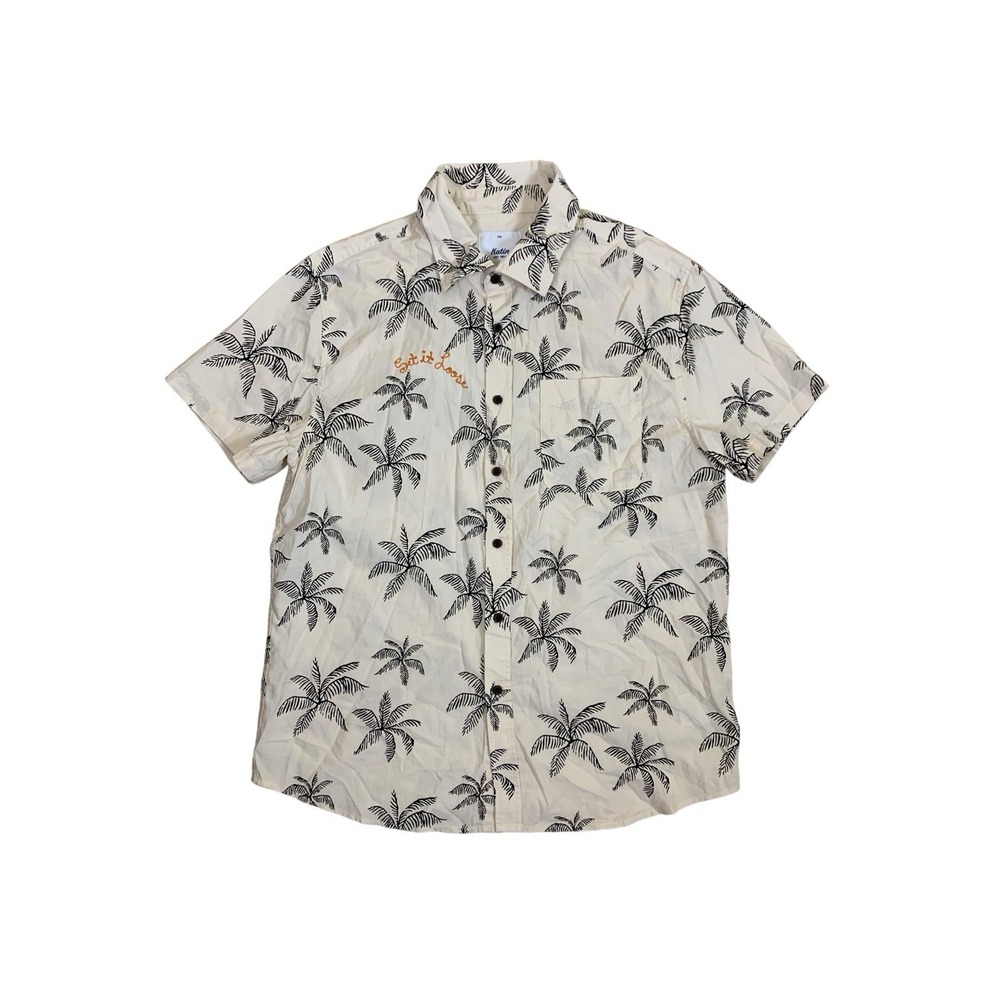 Katin Palm Tree Button Up Shirt Medium Tropical Hawaiian Beach Vacation‎